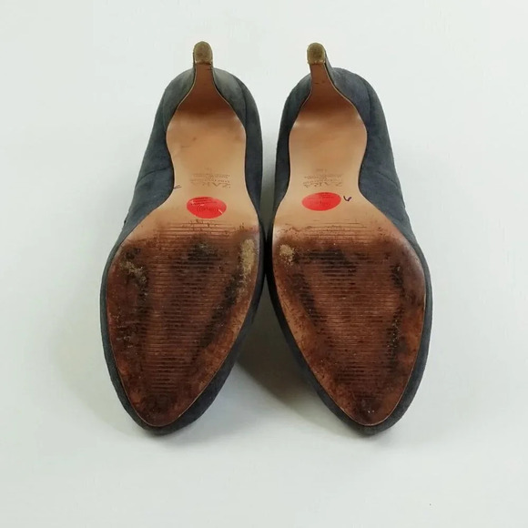 Zara Women Size 38 (US 7.5-8) Blue Suede Lazar Cut Slip On Closed Toe Pumps - Picture 12 of 12